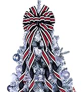 Christmas Tree Topper Bow Large Black Christmas Wreath Bow Tree Topper, Flocking Fabric with Whit...