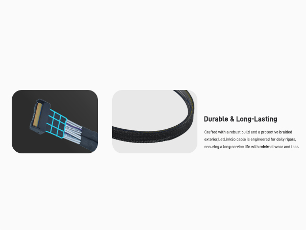 LetLinkSo PCIe 5.0 MCIO x8 to U.2 SFF-8639 8i NVMe SSD Cable Gen5 Adapter 5