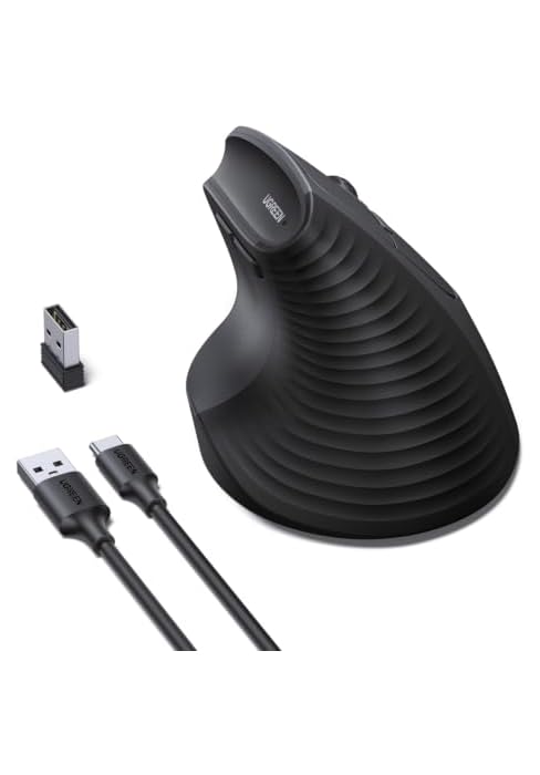 UGREEN Ergonomic Vertical Mouse, Rechargeable Wireless Mouse, 3 Devices | BT 5.4/2.4G USB-A, Batt...