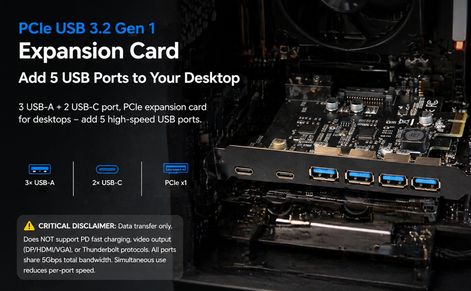 PCIe to USB 3.2 Gen 1 Card