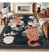 Tiger 6X9 Area Rug, Japanese Washable Leopard Tiger Rugs for Living Room, Vintage Large Soft Dini...