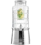 Style Setter Patchwork Beverage Dispenser Cold Drink Dispenser w/ 2.4-Gallon Capacity Glass Jug, ...