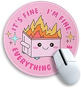 Funny Round Mouse Pad for Desk, Cute Office Decor for Women, Dumpster on Fire Small Mousepad,Stit...