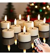Eywamage Ivory Flameless Wax Tealights with Remote Batteries, Flickering Realistic LED Tea Votive...