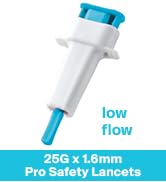 MediVena ONE-CARE PRO Safety Lancets, Top Push Button Activated, 25G x 1.6mm, 100/bx, Sterile, Ge...