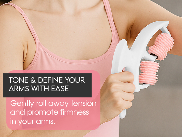 person using aydia massage roller on arms for toned and defined muscles