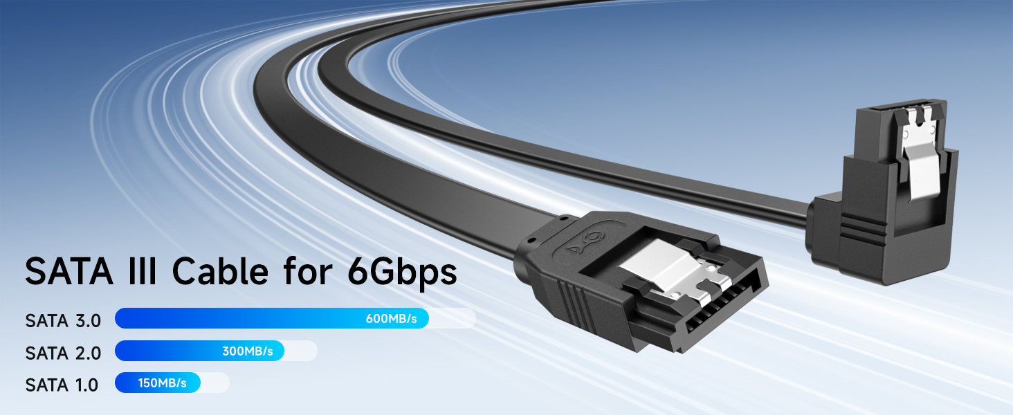 90-degree sata iii cable with locking latch for secure connections in tight spaces