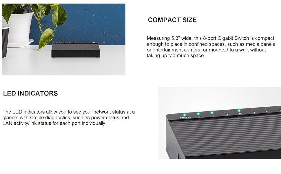 10/100/1000Mbps, IEEE 802.3ab, Cat5e, Plug and Play, for Gaming and Streaming Compact size