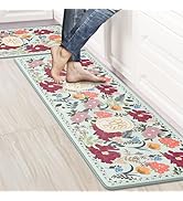 Kitchen Floor Mat Set of 2, Cushioned Anti Fatigue Kitchen Mat 17"x47"+17"x29", Non-Slip Waterpro...