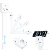 Electrical Outlet Extender Stick with USB-A &amp; USB-C, 2 AC Outlets, Rotates 180° Access Wall Plug ...