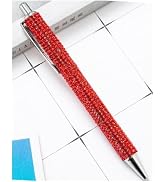 Red Rhinestone Bling Metal Ballpoint Pens Stationery Press Pen Black Ink Gift Pens for Women Girl...