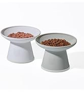 Necoichi 2pcs Extra-Wide Elevated Cat Food Bowls – BPA-Free Plastic Raised Bowls to Reduce Whiske...