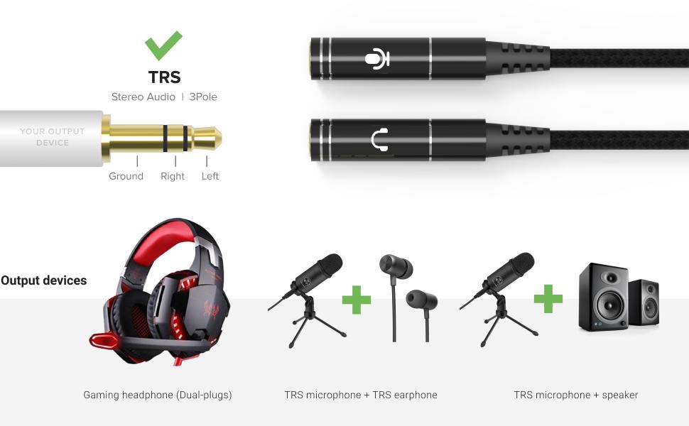 3.5mm Mic and Headphone Jack Splitter,