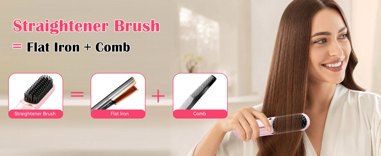 hair straightener brush cordless