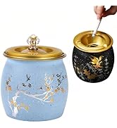 NINSI Stainless Steel Ashtray with Lid, Windproof & Smokeless Tabletop Cigarette Tray for Indoor ...