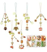 SUNNYCLUE 1 Box 132Pcs DIY 6 Sets Phone Charm Making Kit Thanksgiving Phone Charms Strap Autumn F...