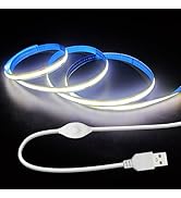 ZSLAIFU 5V LED Strip Lights, White USB LED Light Strip, 3.28FT Dimmable Cob LED Strip Light, High...
