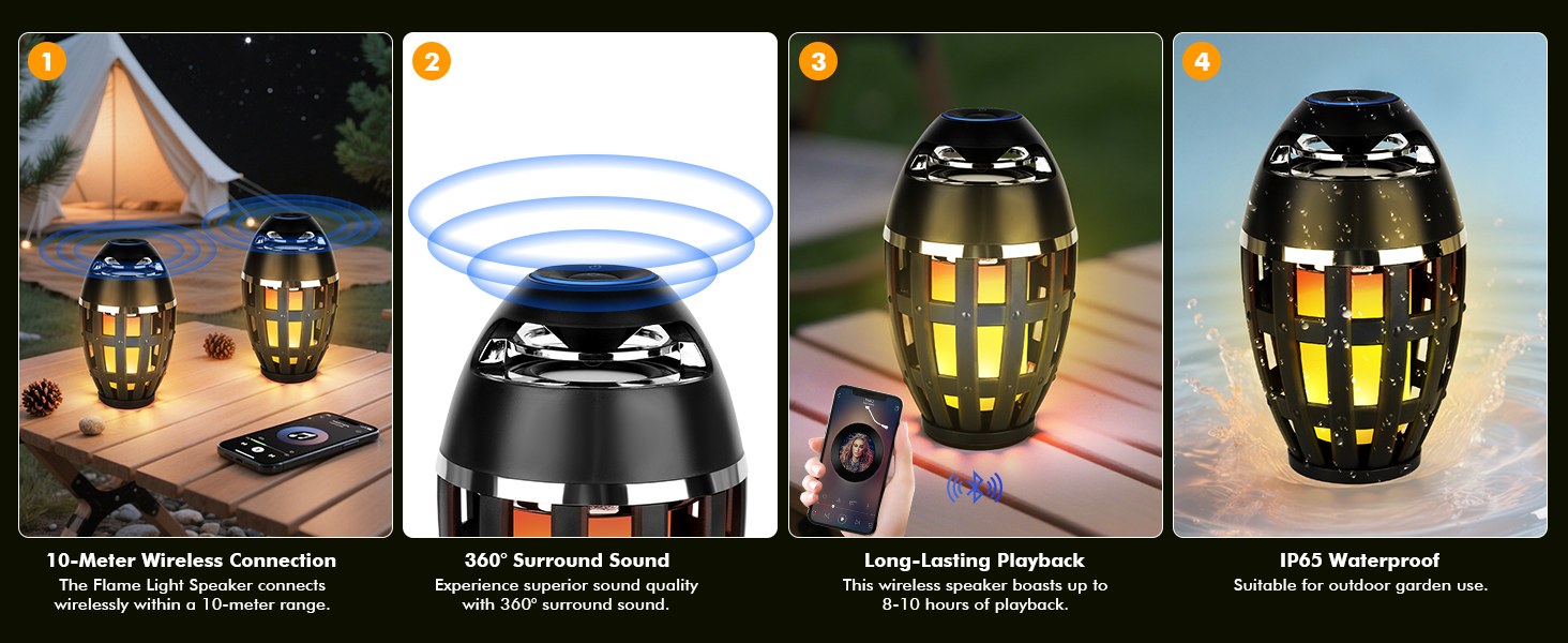 Outdoor Bluetooth Flame Speakers