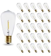 ST38 E17 Base LED String Light Bulbs (25-Pack), 0.65W LED Edison Replacement Bulbs, AC120V, 7 Wat...