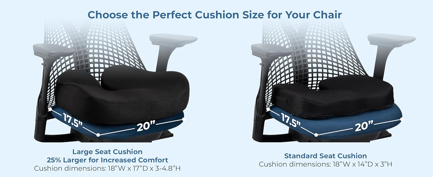 large and standard size seat cushions for office chairs and for computer chair cushion