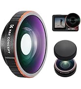 K&F CONCEPT Wide-Angle Lens Compatible with DJI Osmo Action 5 Pro, Screw On 185° Wider View Multi...