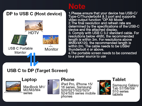 USB C to DisplayPort 1.4 Adapter