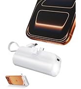 5000mAh Mini Portable Charger with Built-in Type C Connector &amp; Cables,5V 2.4A USB-C Small Power B...