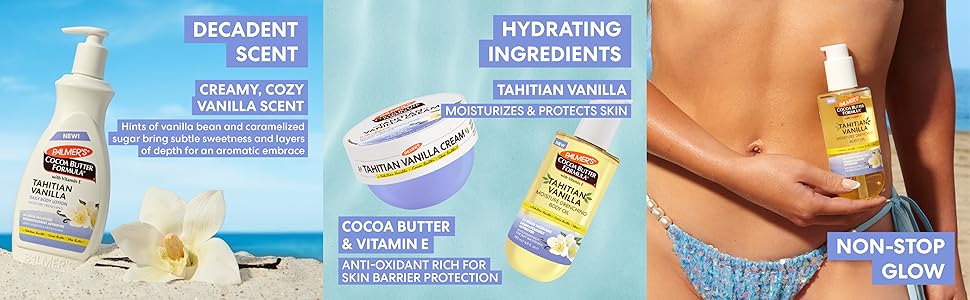 decadent scent, hydrating ingredients, non-stop glow