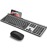 Wireless Keyboard and Mouse Combo, CHESONA Bluetooth Rechargeable Full Size Multi-Device (Bluetoo...