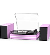 Record Player for Vinyl with Two External Speakers Turntable for Vinyls Records Belt-Driven LP Tu...