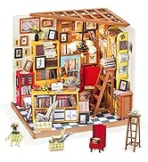 Rolife DIY Miniature Dollhouse Kit Bookstore Room Making Kit Mini Library Diorama Kit Wooden Mode...