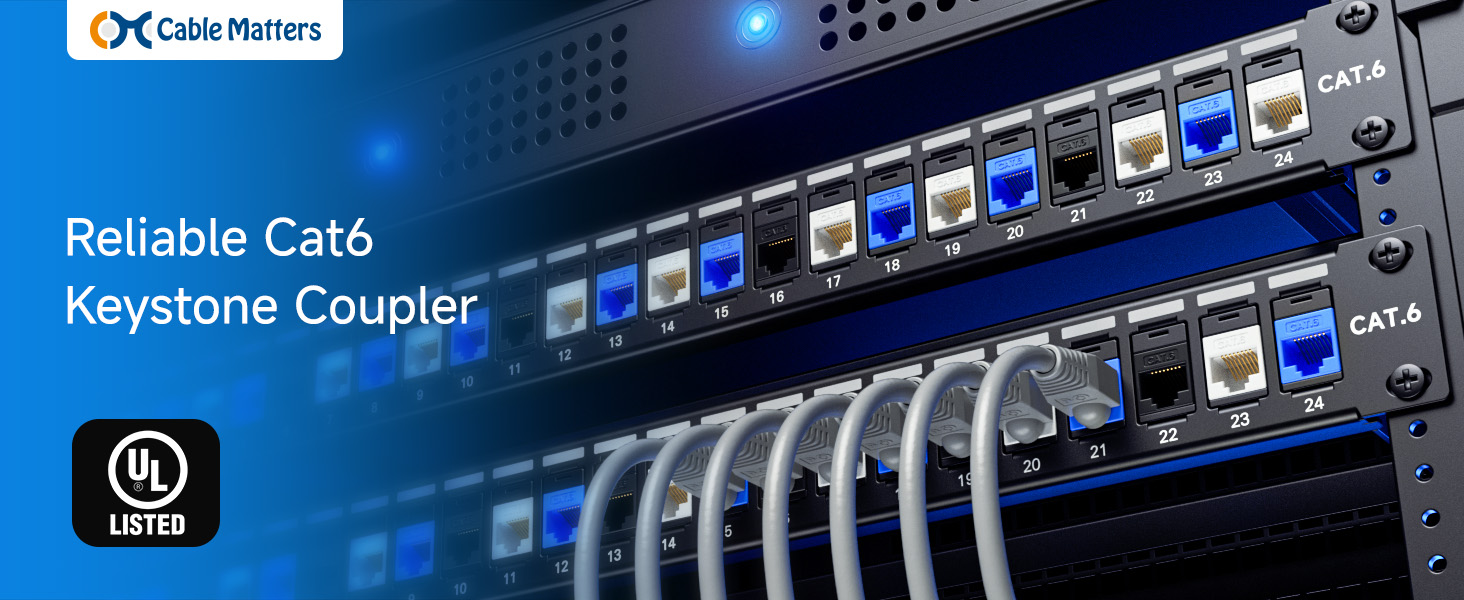 [UL Listed] 10-Pack 10Gbps Cat6 Keystone Coupler, RJ45 Keystone Jack Coupler/Ethernet 
