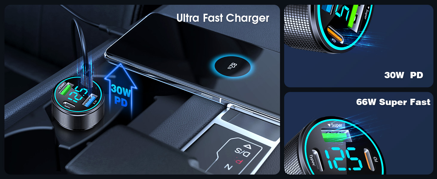 12V to USB Outlet with Cigarette Lighter Voltage Meter