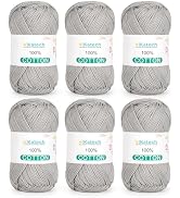 Katech 100% Cotton Yarn for Crocheting &amp; Knitting – Soft Sport Weight CYC #3, 6 Skeins (50g Each,...