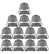 KUUQA 12 Pack Drawstring Backpack Bag with Reflective Strip, String Backpack Bulk Cinch Sack Bags...