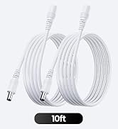 2PCS 10FT/3M Pure Copper Power Extension Cable, 5.5mm x 2.1mm Female to Male, DC 12V Power Extens...