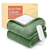 HOMLYNS LuxeHeat Heated Blanket Electric Blanket, Soft Flannel Sherpa Heated Throw, Heating Blank...