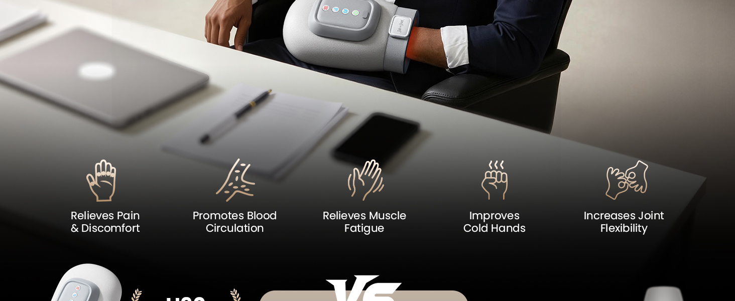 professional hand massager for arthritis and carpal tunnel with heat and compression UL certified