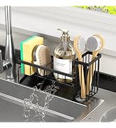 MODRACKLY Sponge Holder &amp; Sink Caddy Organizer - Rustproof Kitchen Sink Organizer with High Brush...