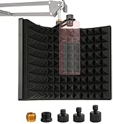 Microphone Isolation Shield, Foldable Mic Sound Absorbing Foam for Condenser Microphone Mic Arm S...