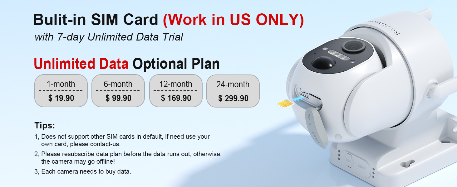 Need to subscribe optional data plan for the wireless outdoor security camera