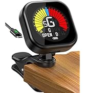 New Bee Guitar Tuner Clip-On Rechargeable with Color Screen 360° Rotatable Acoustic Chromatic Ope...