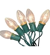 25Ft 25 C9 Clear Christmas Lights Outdoor, Vintage Outdoor String Lights | Hanging, Connectable, ...