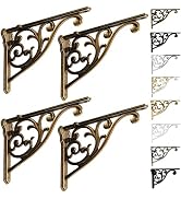 Shelf Brackets 8 Inch 4 Pack Heavy Duty Antique Brass Wall Bracket Victorian Kitchen Decorative R...