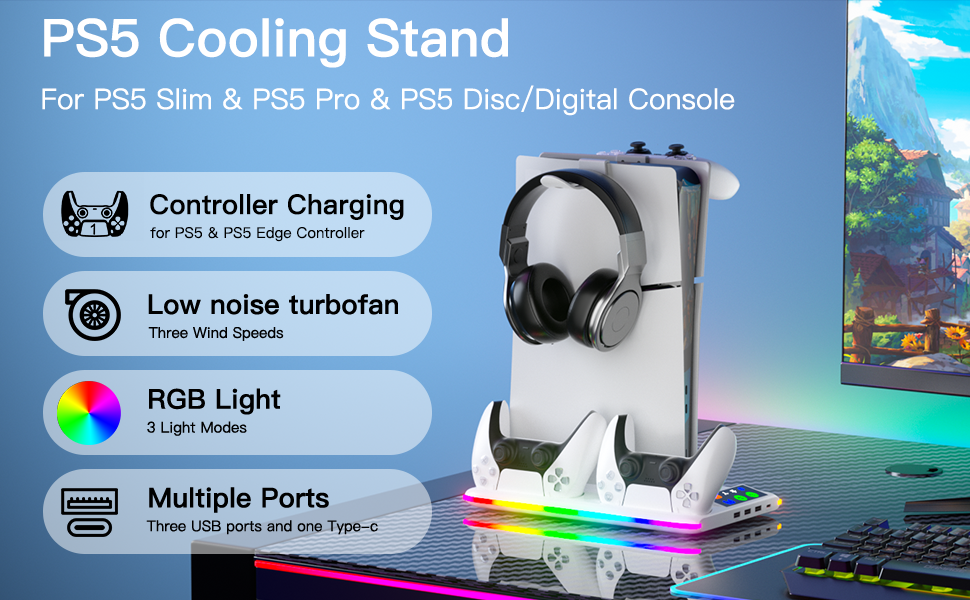 Cooling Stand for PS5/Slim/Pro