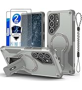 for Samsung S25 Ultra case[Compatible with MagSafe][with 2 * 9H Fingerprint Unlock Glass Screen P...