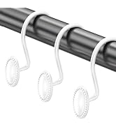 AmazerBath White Shower Curtain Hooks, 12PCS Rust Proof Shower Curtain Rings, Decorative Modern S...