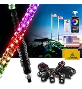 ZIMABLUE 2PC 4FT Whip Lights for Side by Side, App & Remote Control RGB Chasing Lighted Whips wit...