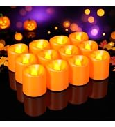 5plots 24Pack Orange Flameless Votive Candles, Fake Electric Candles | 100 Hours Battery Operated...