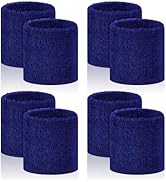 8 Pcs Sports Wrist Sweat Bands for Men &amp; Women, Absorbent Wrist Sweatbands Tennis Wristbands, Ela...